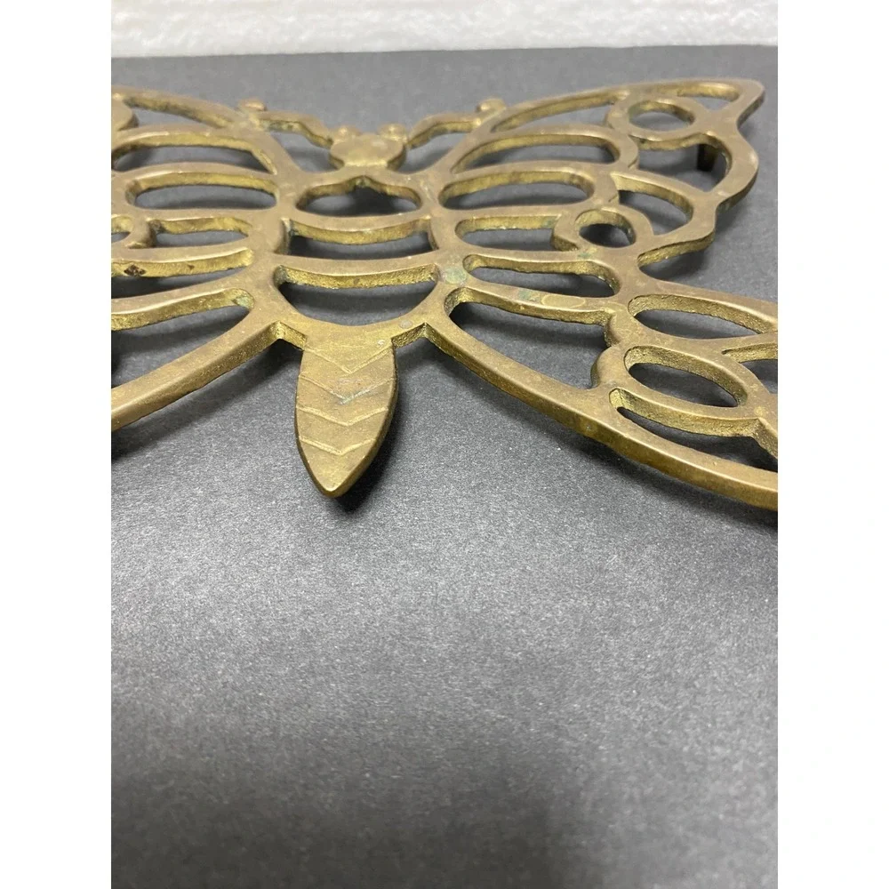 VTG Pair of Brass Butterfly Trivets Hot Plates MCM‎ Pot Holder Wall Decor